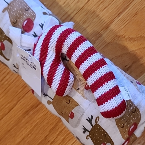 Mud Pie Reindeer Swaddle Blanket & Candy Cane Rattle Set - Picture 3 of 4